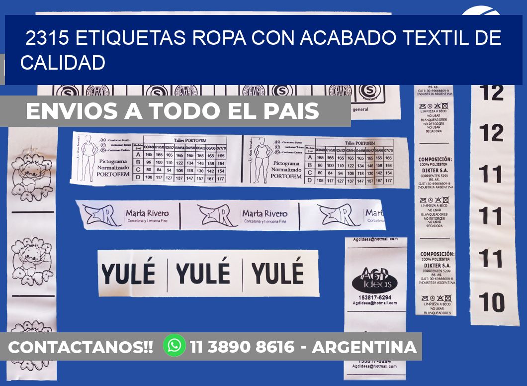 2315 Etiquetas ropa con acabado textil de calidad