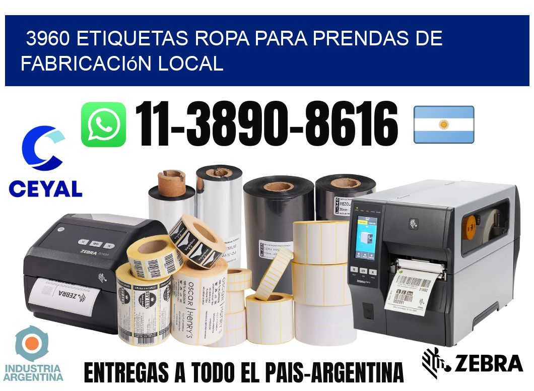 3960 Etiquetas ropa para prendas de fabricación local