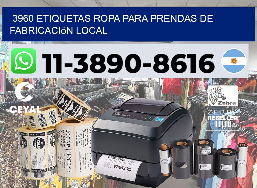 3960 Etiquetas ropa para prendas de fabricación local