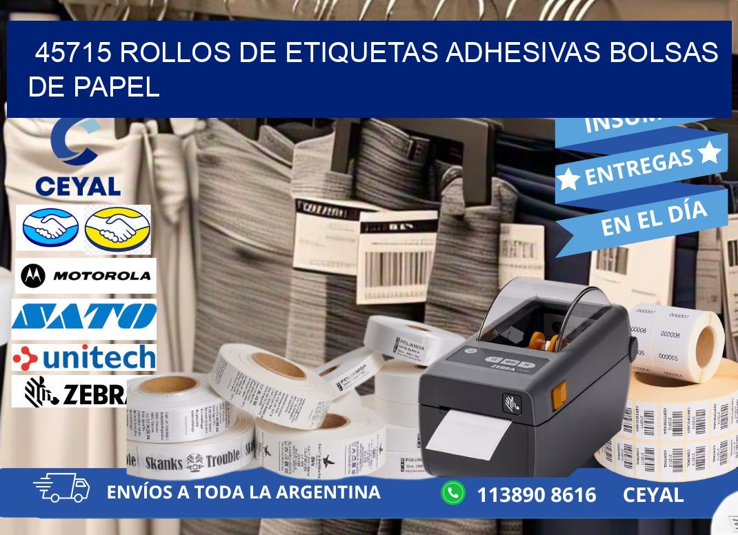 45715 rollos de etiquetas adhesivas bolsas de papel