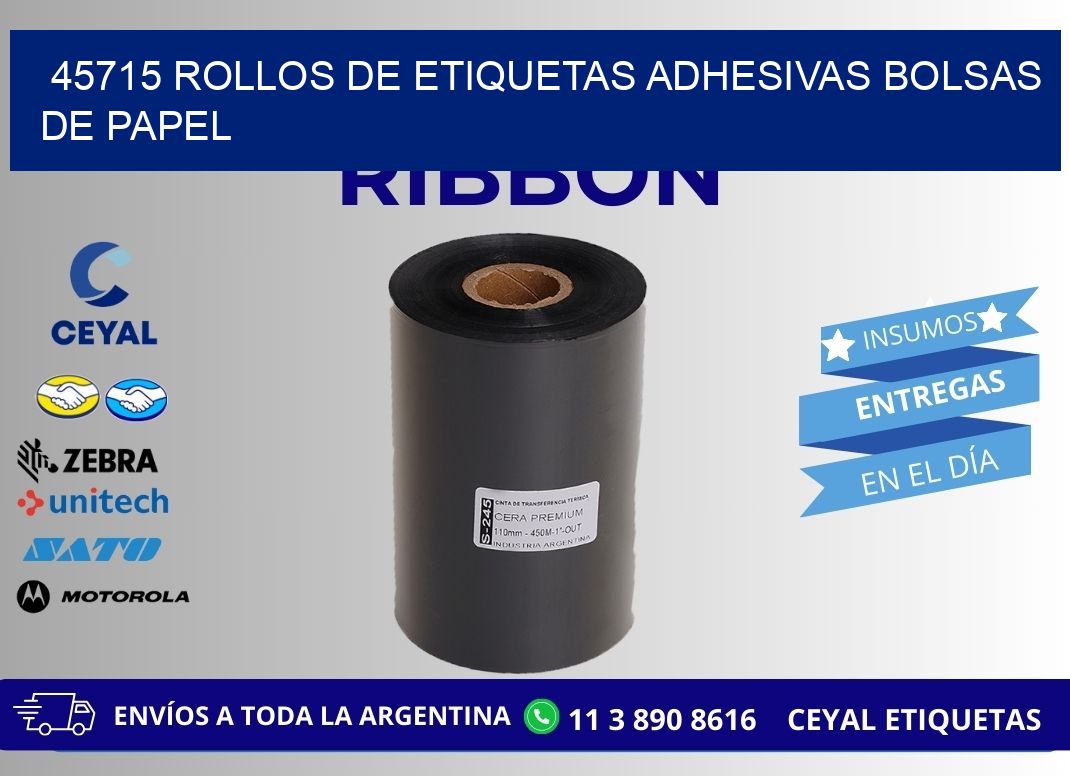 45715 rollos de etiquetas adhesivas bolsas de papel