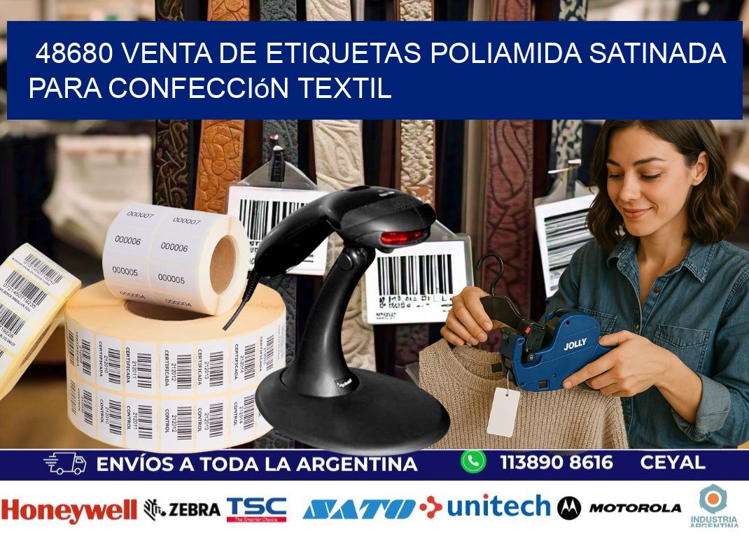 48680 venta de etiquetas poliamida satinada para confección textil
