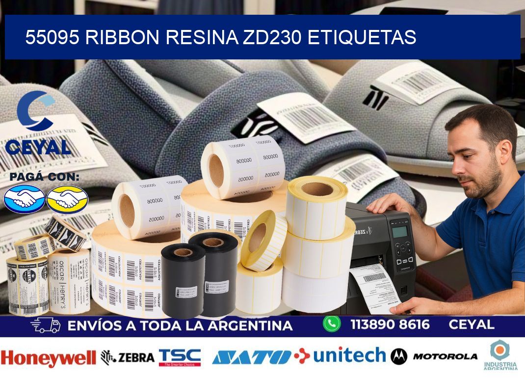 55095 ribbon resina zd230 etiquetas