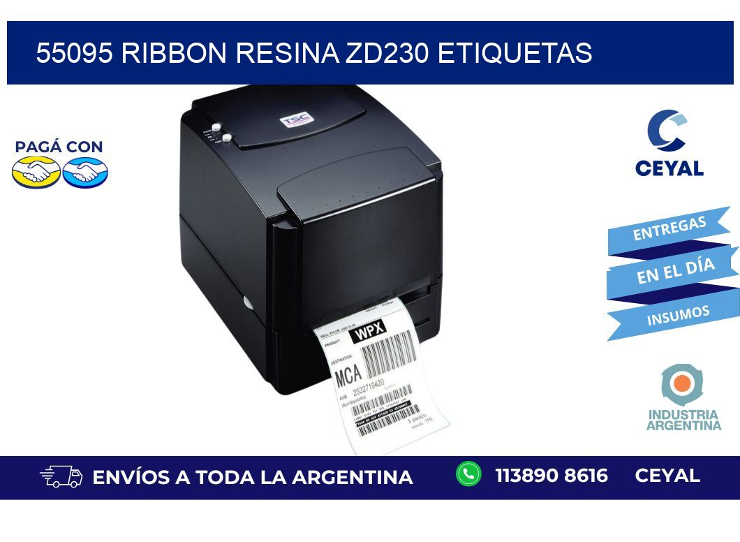 55095 ribbon resina zd230 etiquetas