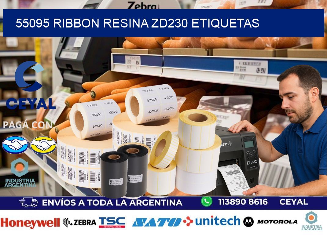 55095 ribbon resina zd230 etiquetas