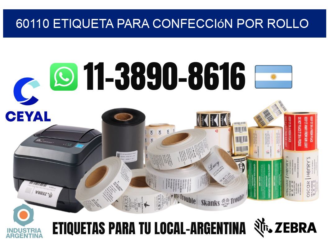 60110 etiqueta para confección por rollo