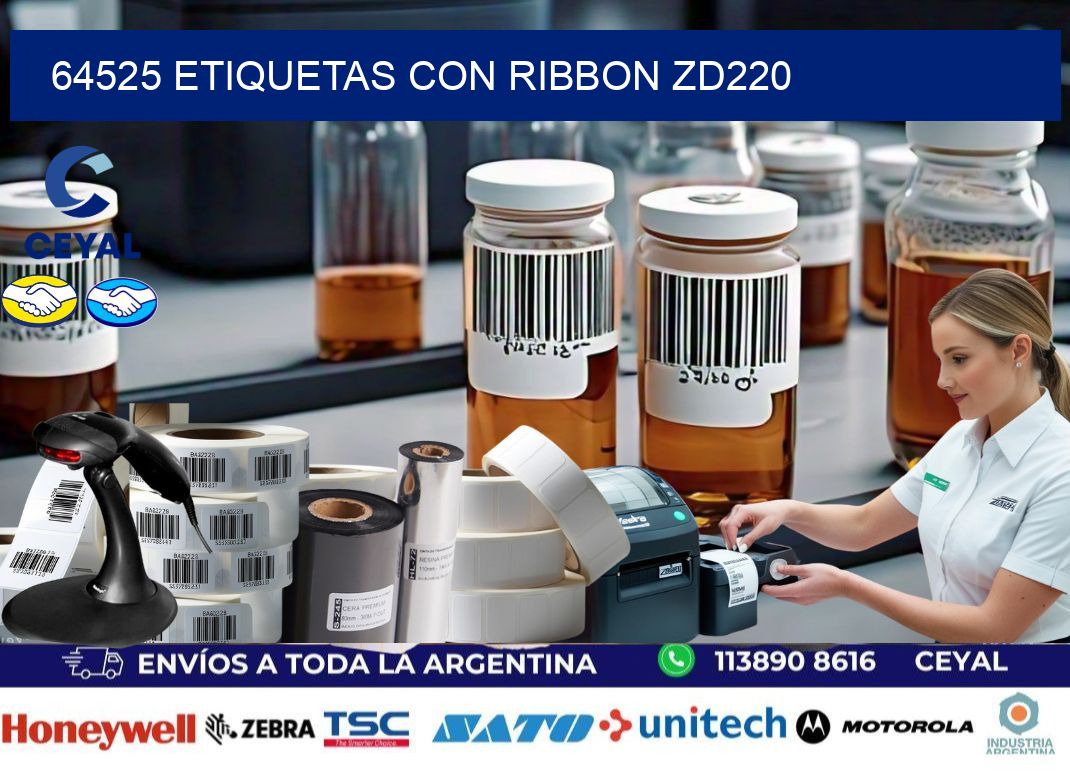 64525 etiquetas con ribbon zd220