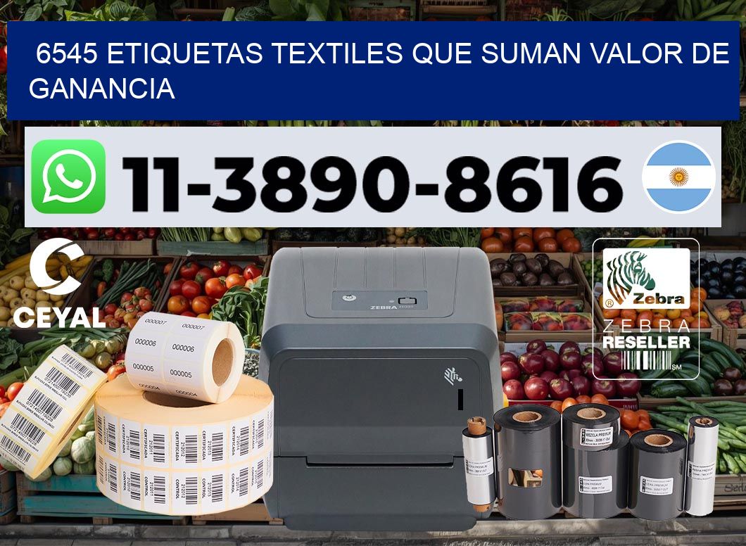 6545 Etiquetas textiles que suman valor de ganancia