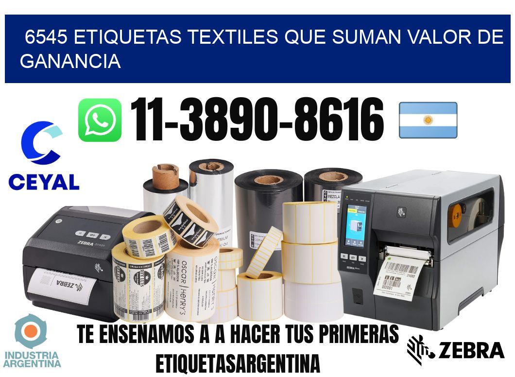 6545 Etiquetas textiles que suman valor de ganancia