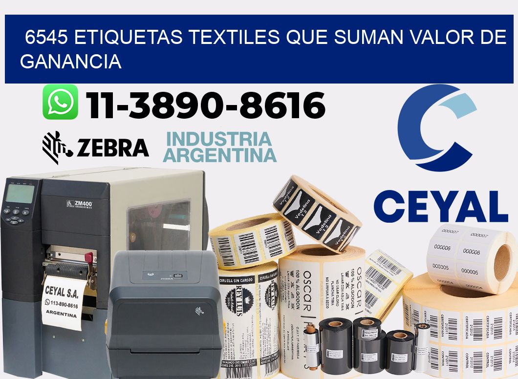 6545 Etiquetas textiles que suman valor de ganancia