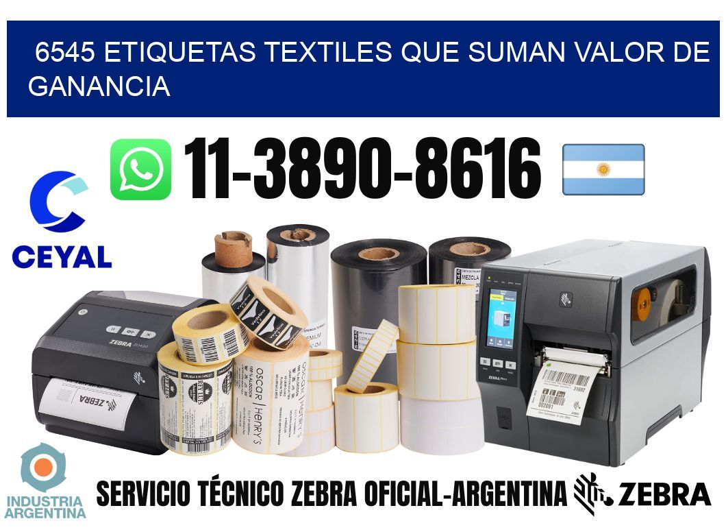 6545 Etiquetas textiles que suman valor de ganancia