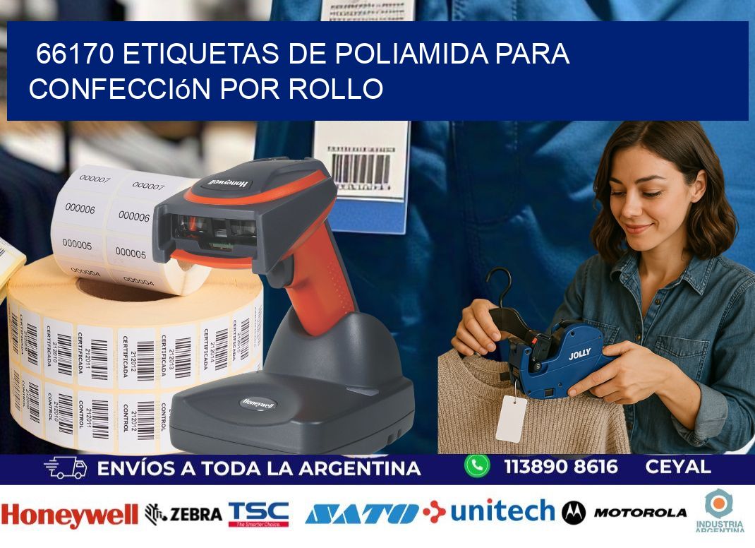 66170 etiquetas de poliamida para confección por rollo