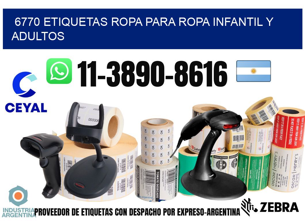 6770 Etiquetas ropa para ropa infantil y adultos