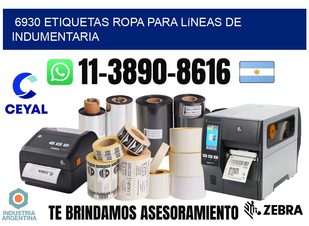 6930 Etiquetas ropa para líneas de indumentaria
