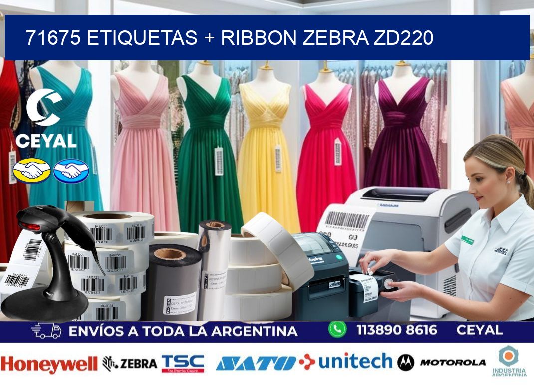 71675 etiquetas + ribbon zebra zd220