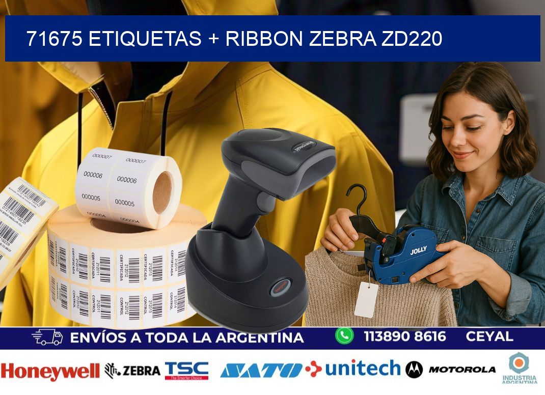 71675 etiquetas + ribbon zebra zd220