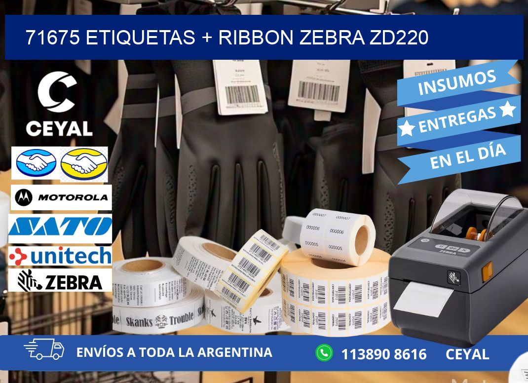 71675 etiquetas + ribbon zebra zd220