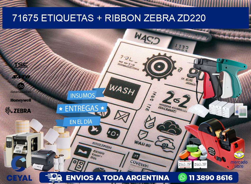 71675 etiquetas + ribbon zebra zd220