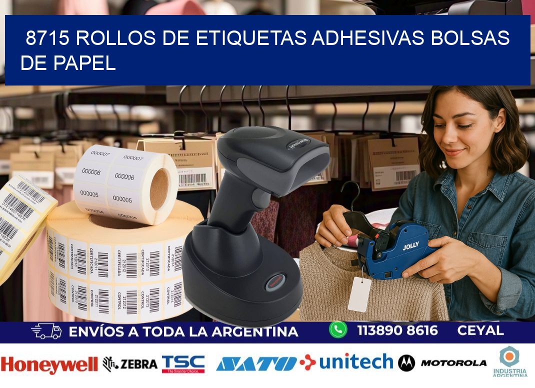 8715 rollos de etiquetas adhesivas bolsas de papel