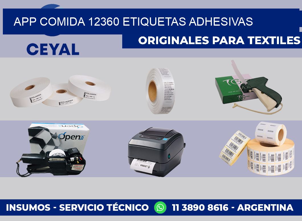 App comida 12360 etiquetas adhesivas