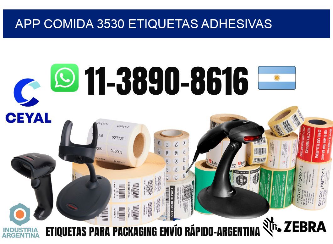 App comida 3530 etiquetas adhesivas