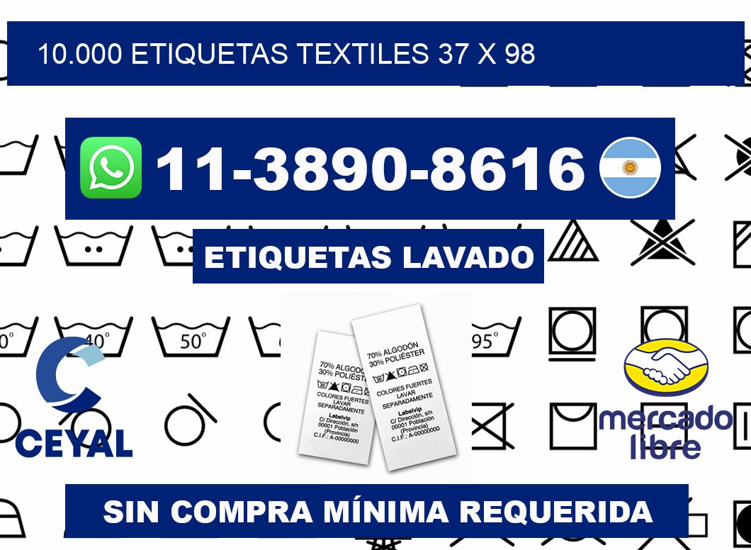 10.000 ETIQUETAS TEXTILES 37 x 98