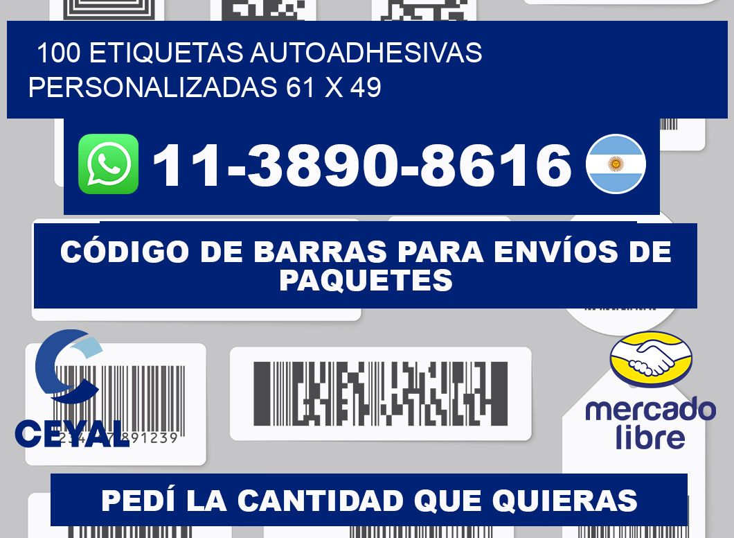 100 Etiquetas autoadhesivas personalizadas 61 x 49