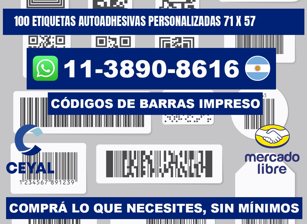 100 Etiquetas autoadhesivas personalizadas 71 x 57