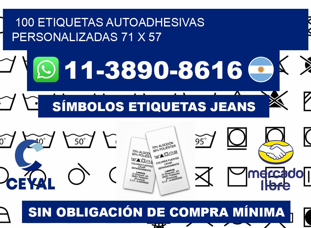 100 Etiquetas autoadhesivas personalizadas 71 x 57