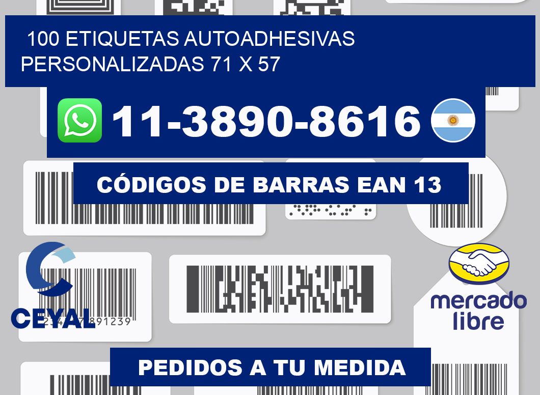 100 Etiquetas autoadhesivas personalizadas 71 x 57