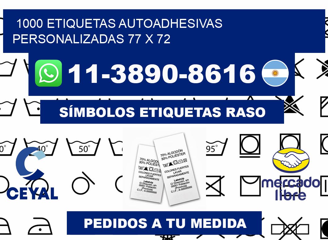1000 Etiquetas autoadhesivas personalizadas 77 x 72