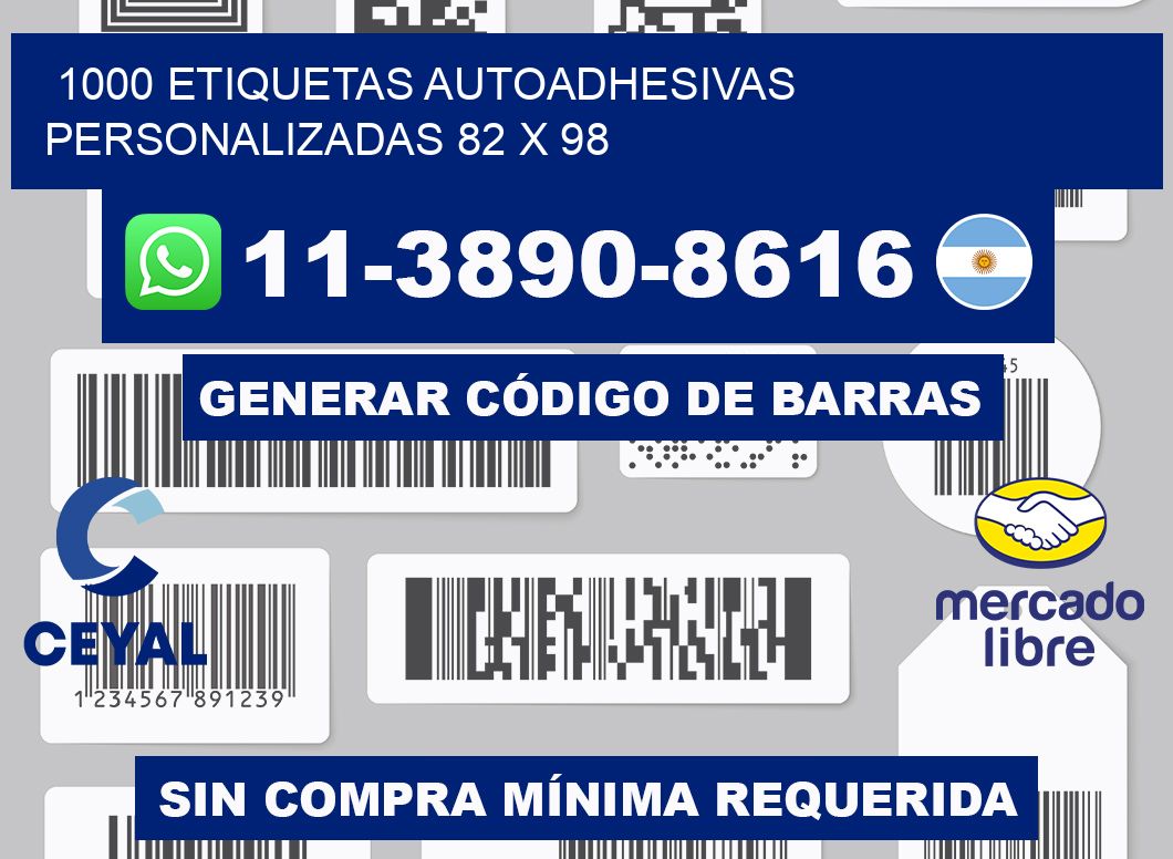 1000 Etiquetas autoadhesivas personalizadas 82 x 98