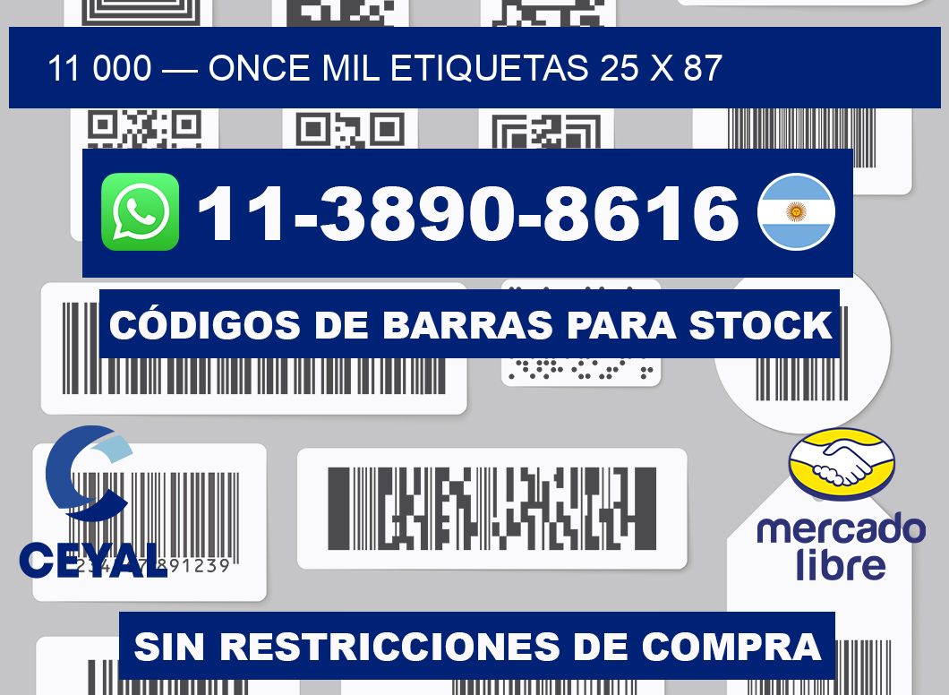 11 000 — once mil etiquetas 25 x 87