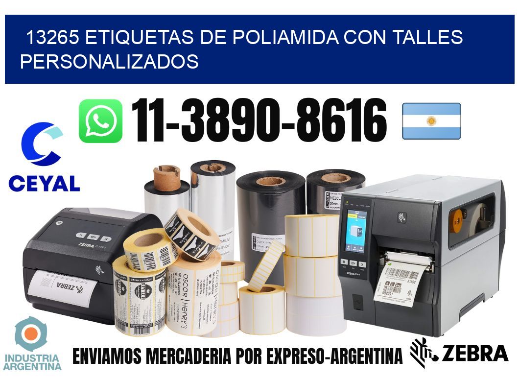 13265 Etiquetas de poliamida con talles personalizados