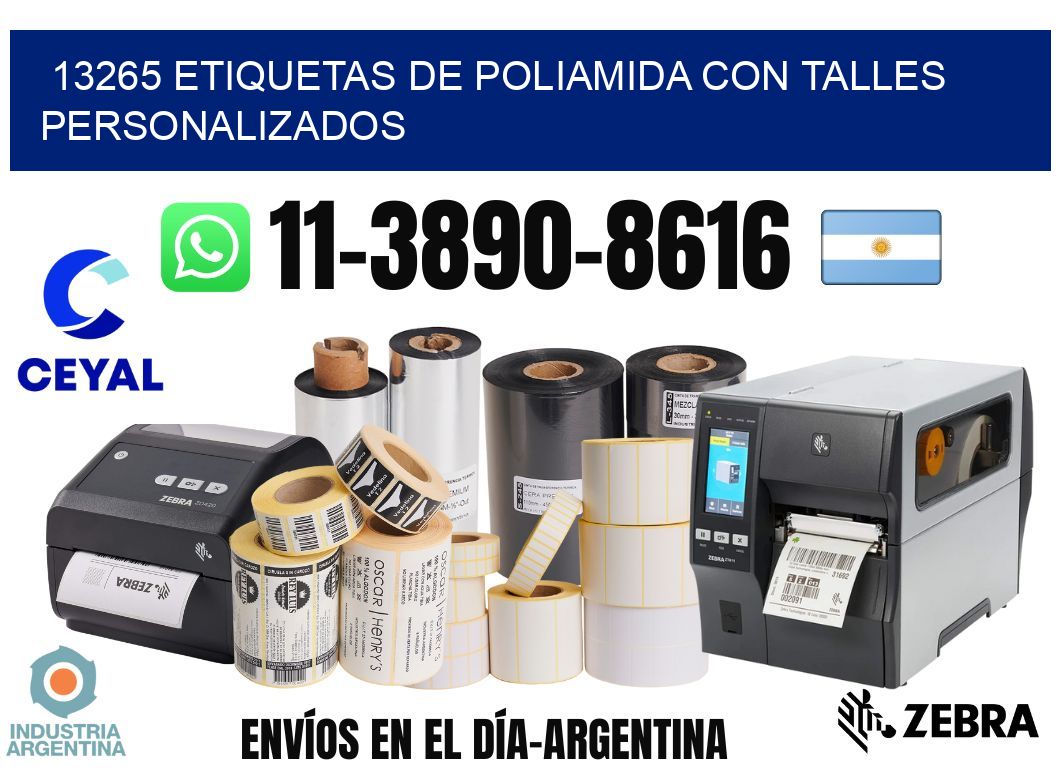 13265 Etiquetas de poliamida con talles personalizados