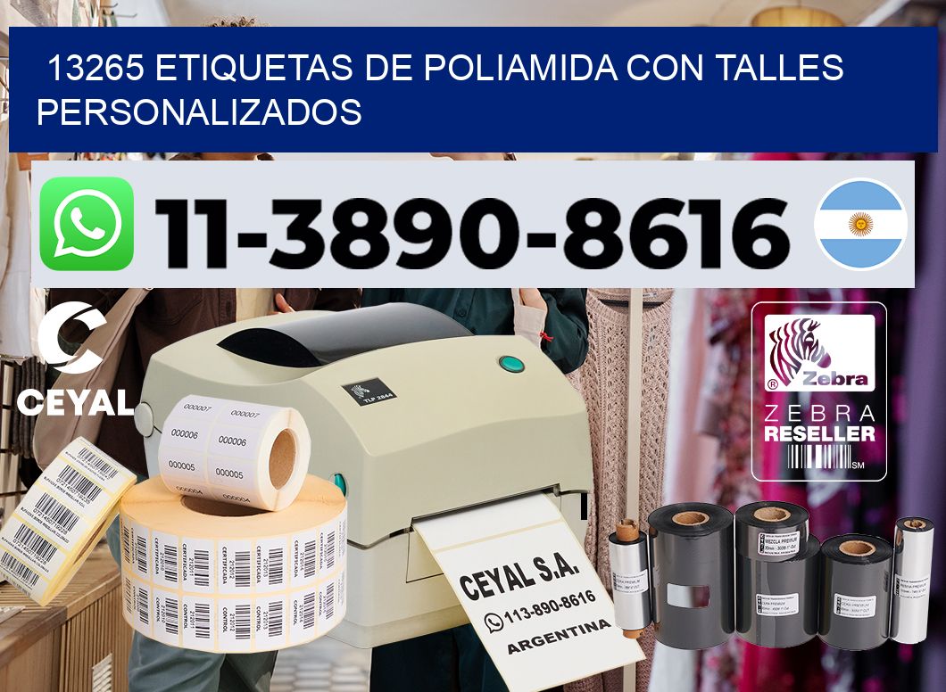 13265 Etiquetas de poliamida con talles personalizados