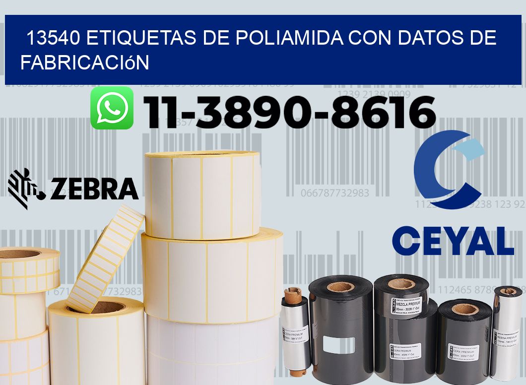 13540 Etiquetas de poliamida con datos de fabricación