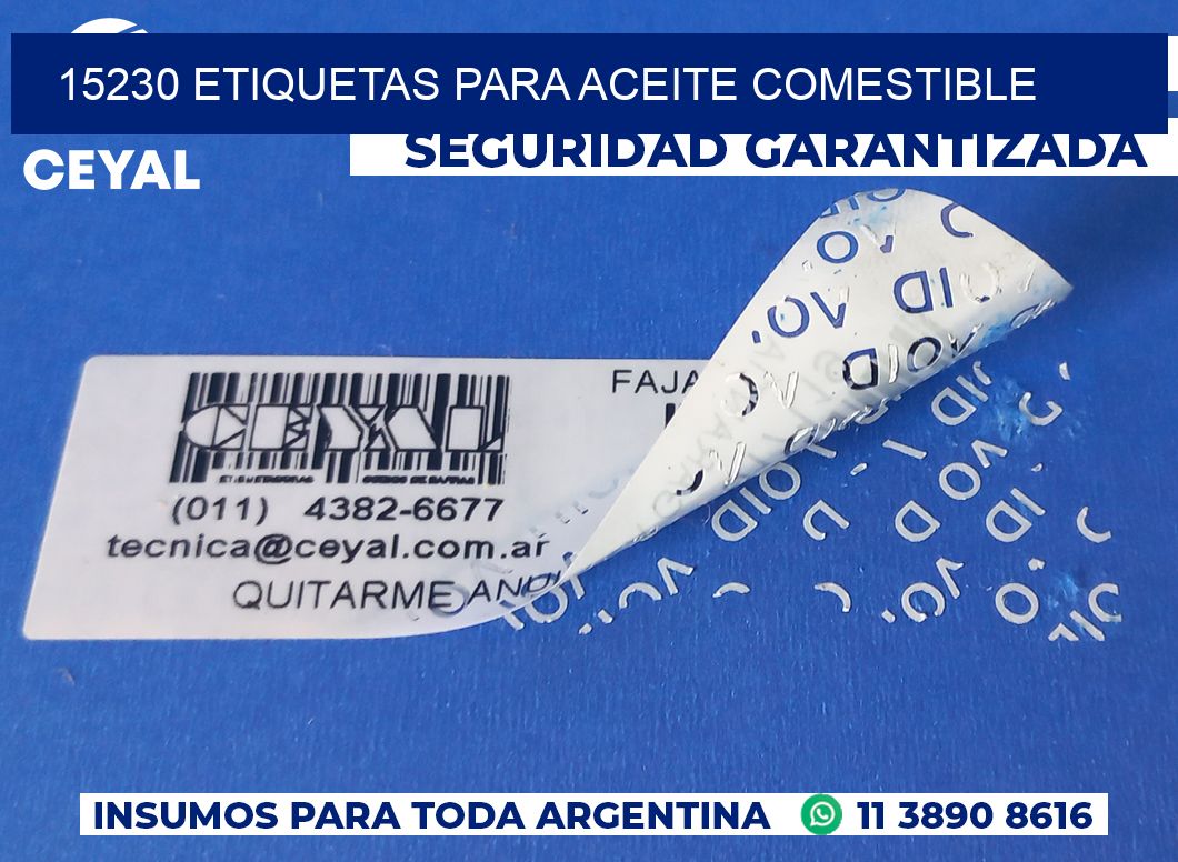 15230 Etiquetas para aceite comestible