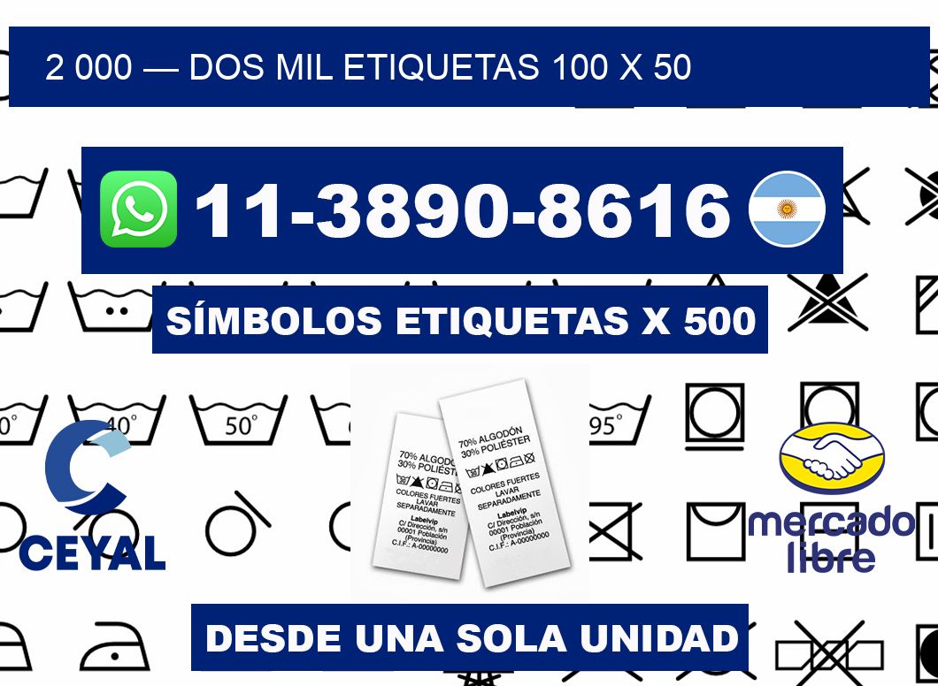 2 000 — dos mil etiquetas 100 x 50