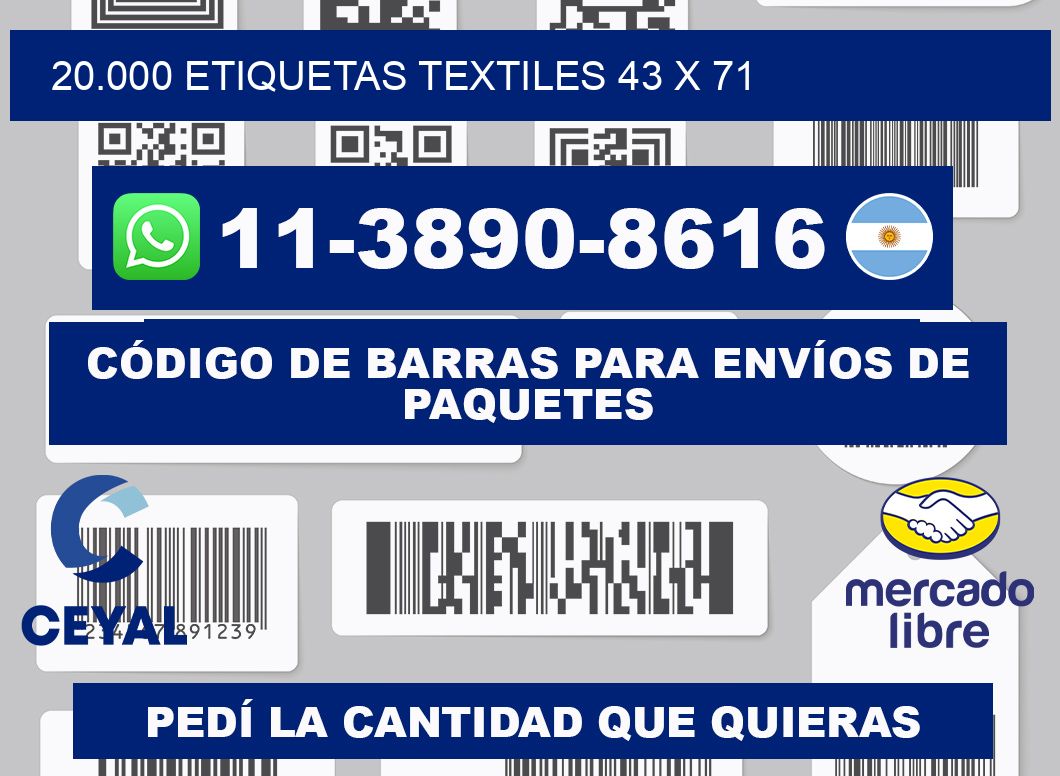 20.000 ETIQUETAS TEXTILES 43 x 71