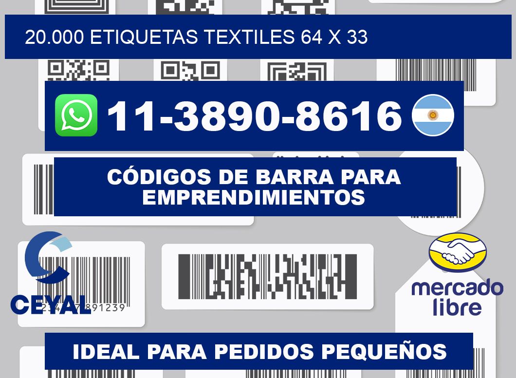 20.000 ETIQUETAS TEXTILES 64 x 33