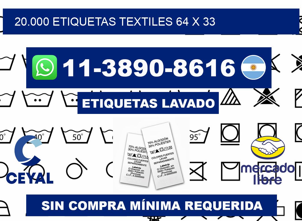 20.000 ETIQUETAS TEXTILES 64 x 33
