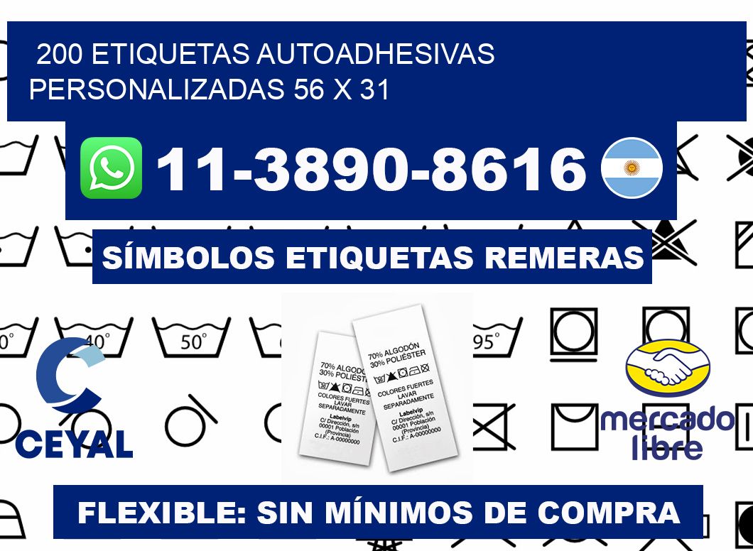 200 Etiquetas autoadhesivas personalizadas 56 x 31