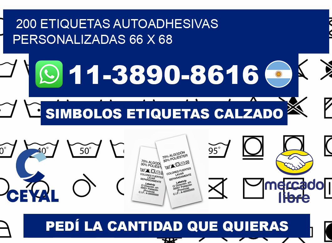 200 Etiquetas autoadhesivas personalizadas 66 x 68