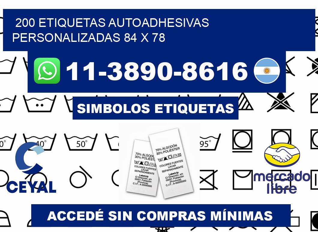 200 Etiquetas autoadhesivas personalizadas 84 x 78