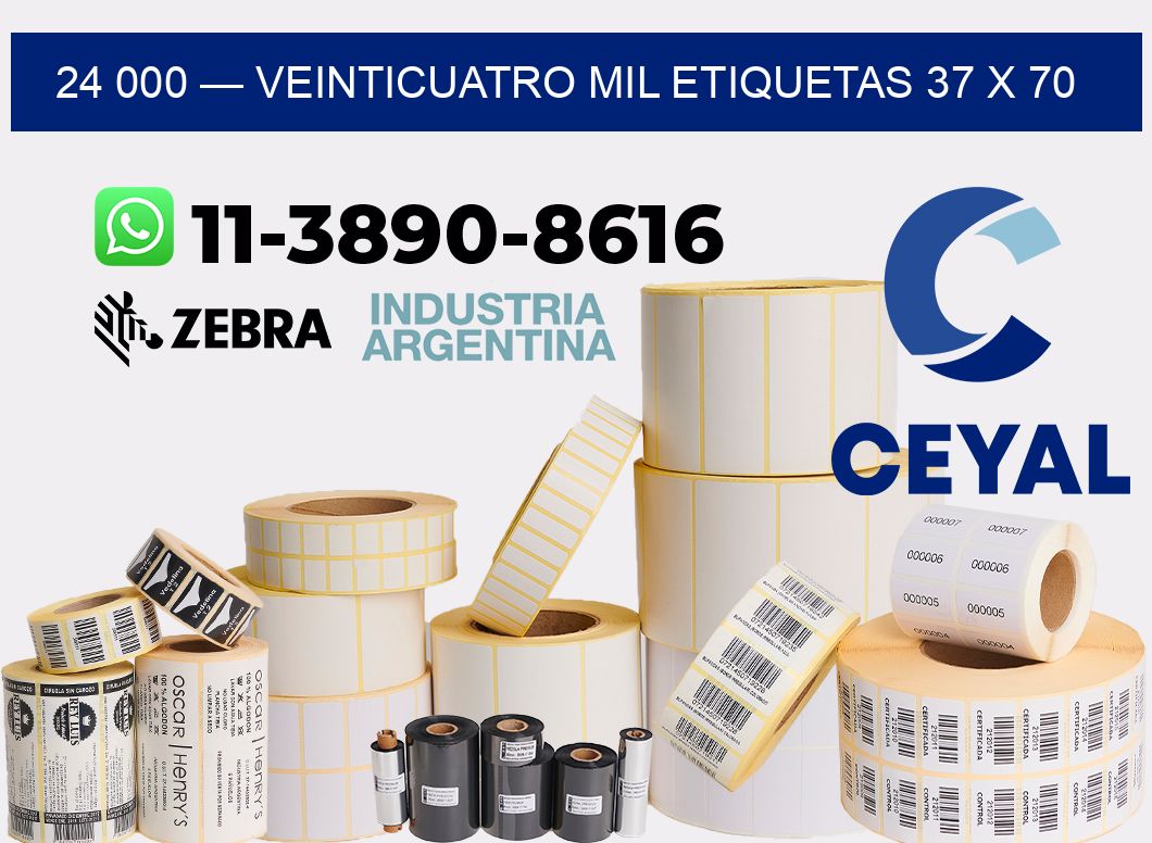 24 000 — veinticuatro mil etiquetas 37 x 70