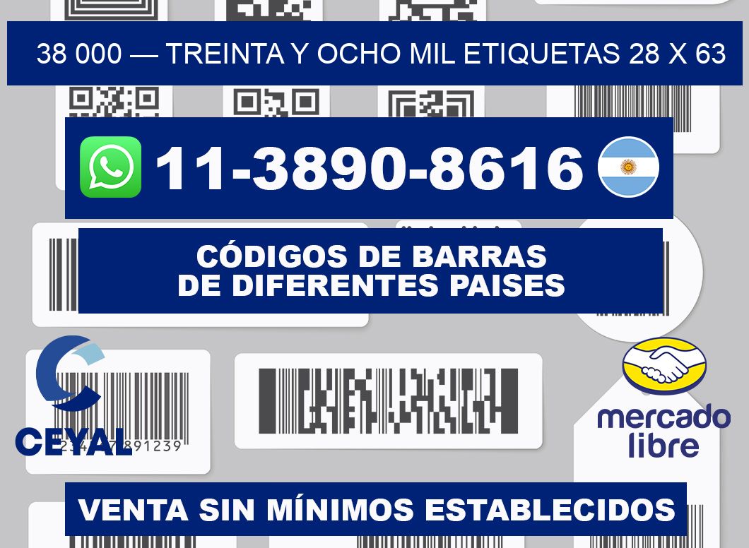 38 000 — treinta y ocho mil etiquetas 28 x 63