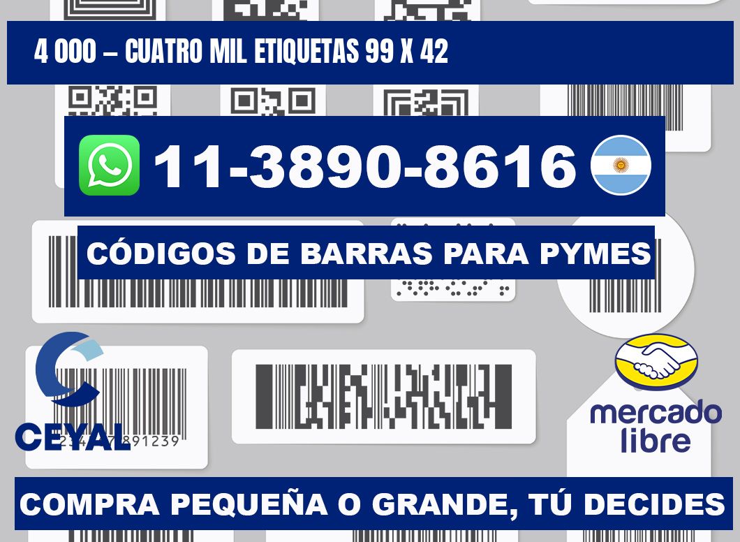 4 000 — cuatro mil etiquetas 99 x 42