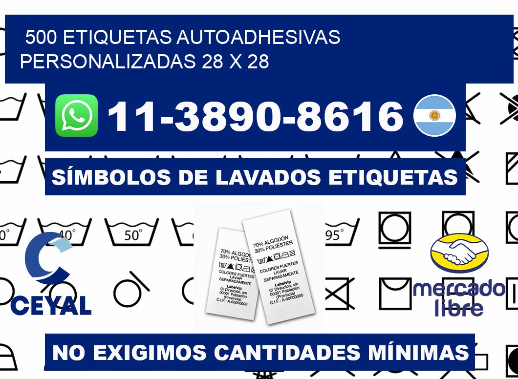 500 Etiquetas autoadhesivas personalizadas 28 x 28