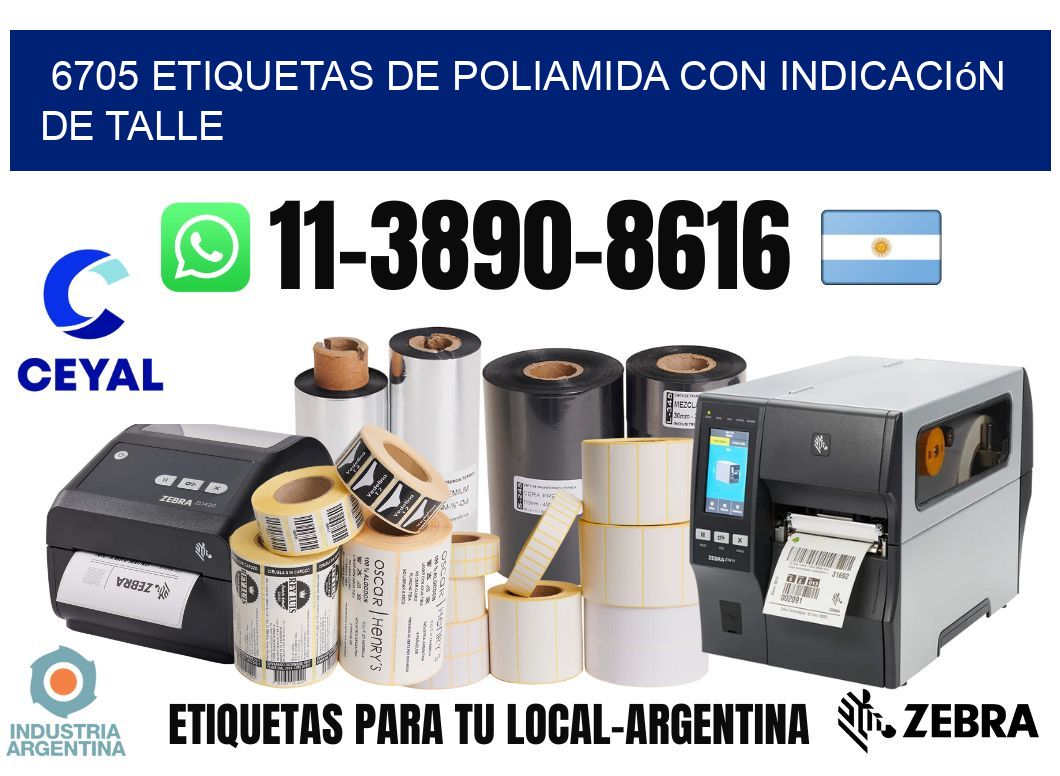 6705 Etiquetas de poliamida con indicación de talle